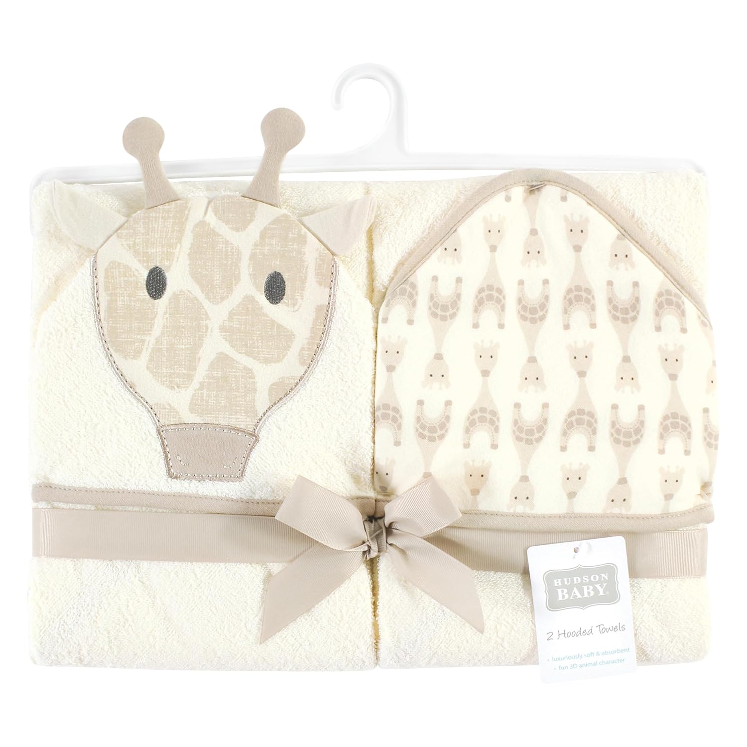 Hudson Baby Unisex Animal Face Hooded Towel Modern Giraffe One Size