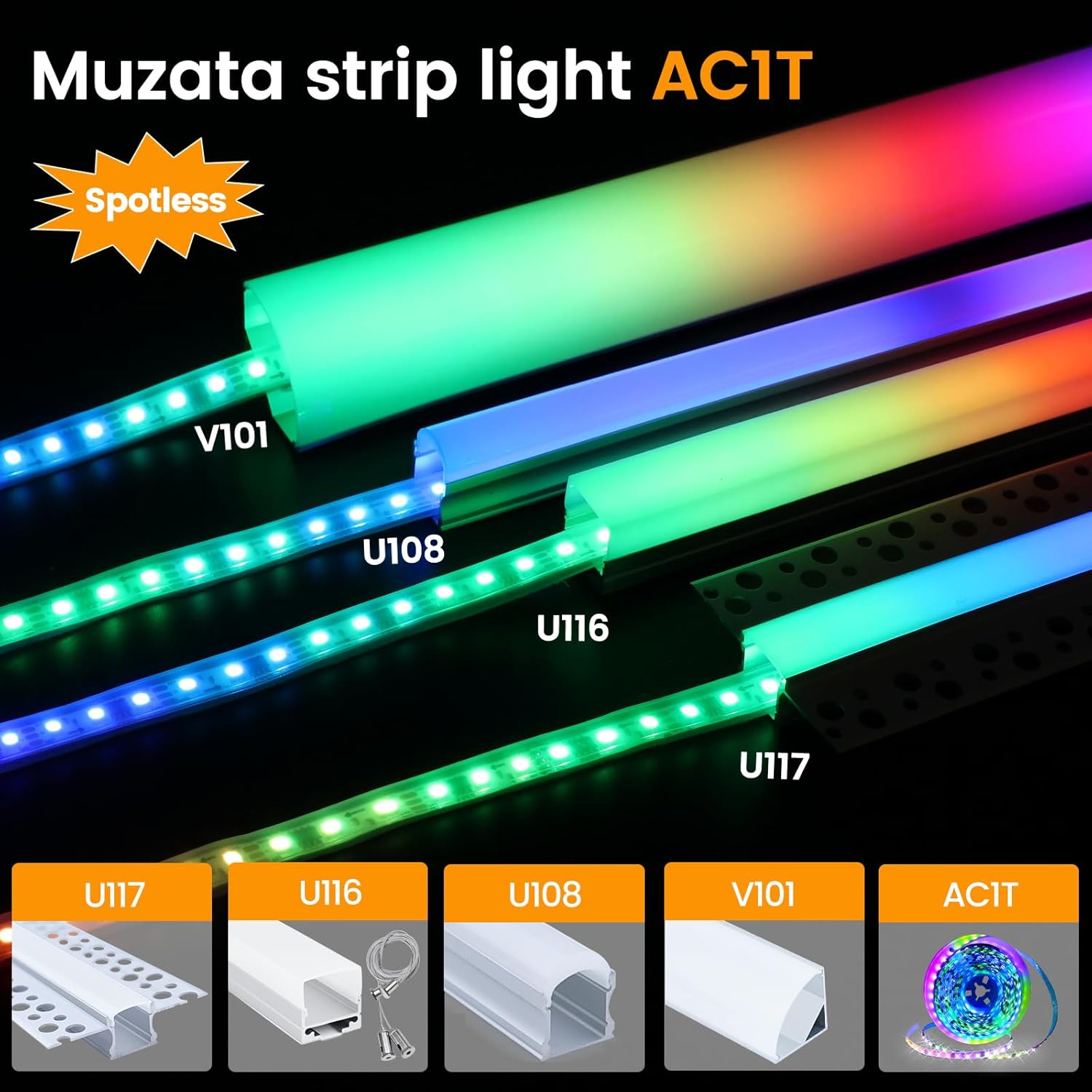 Muzata 164FT LED Strip Light Waterproof 96LEDsm
