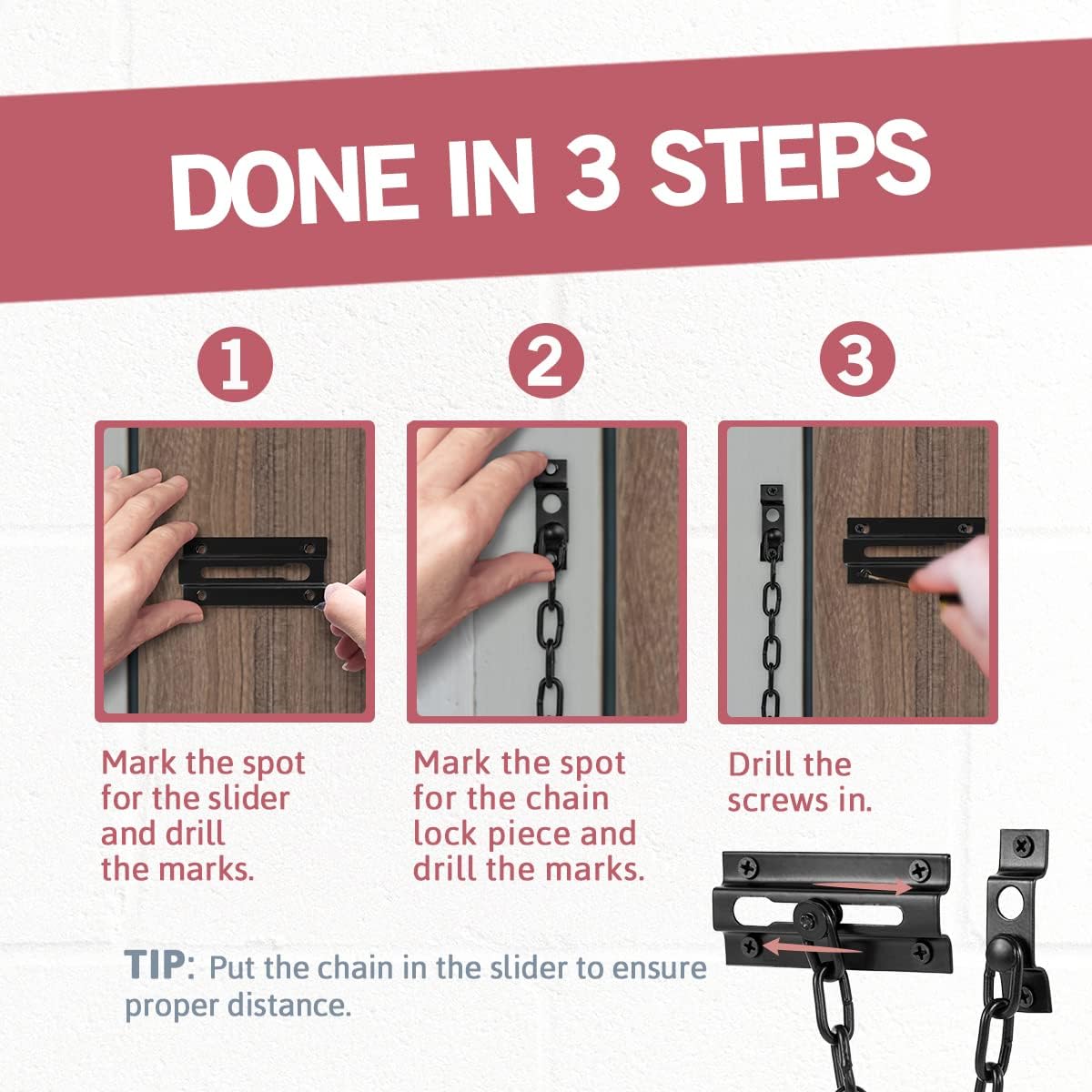 JD Jack NDrill Chain Door Guard with Lock 2 Pack