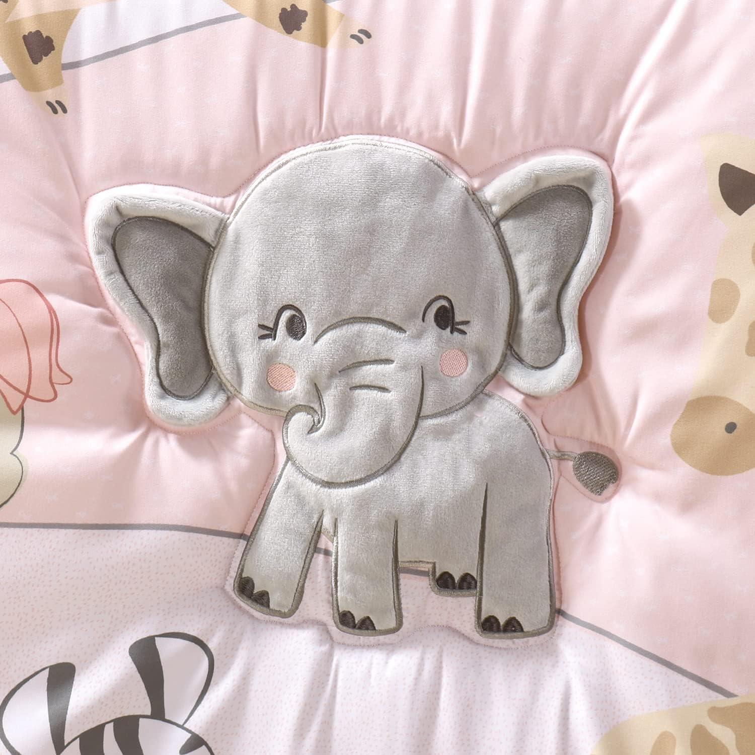 The Peanutshell 3 Piece Baby Crib Bedding Set for Girls - Safari Adventure