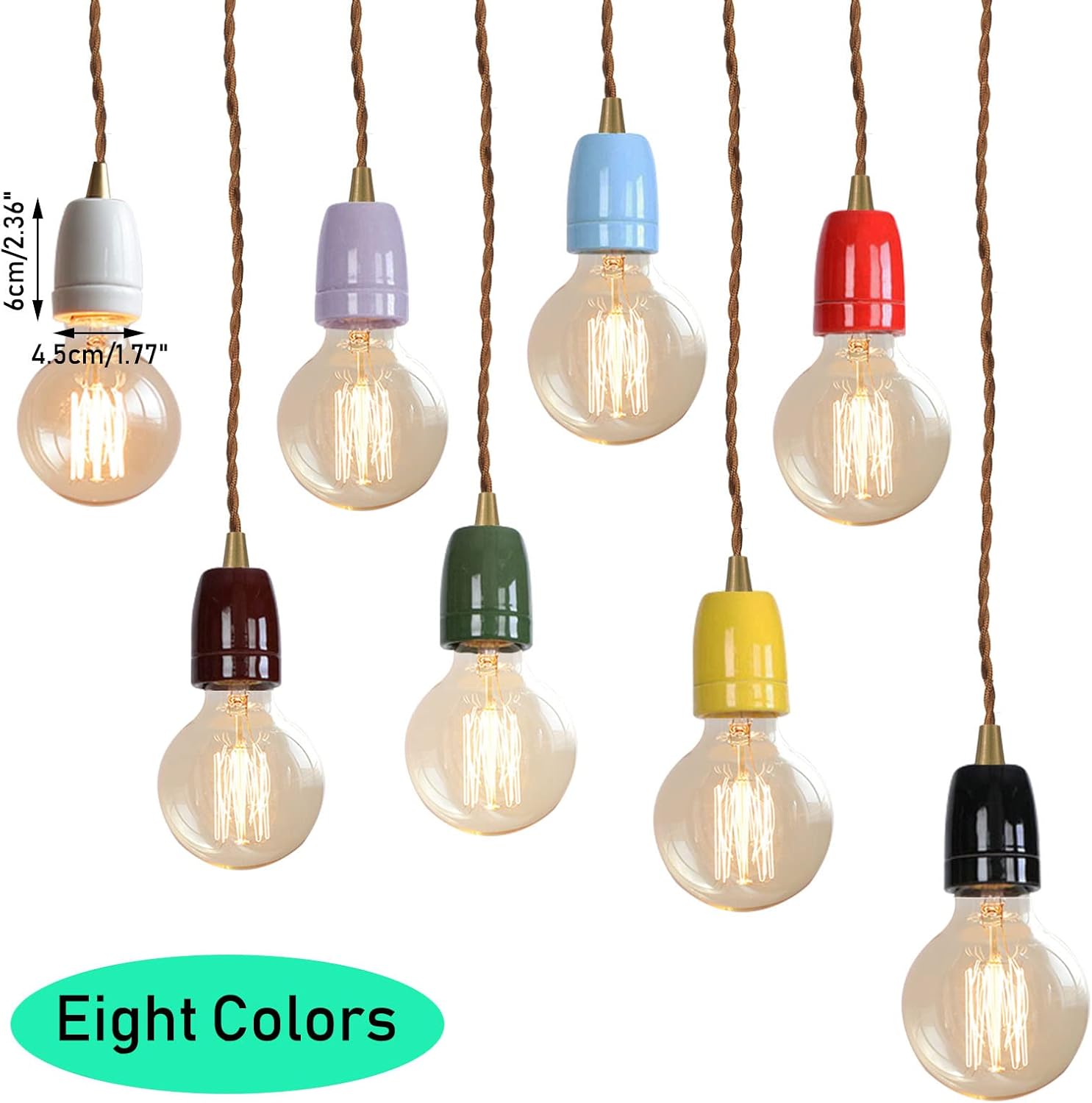 KAYYELAMP Red E26 Ceramic Base Track Pendant Light Set of Three