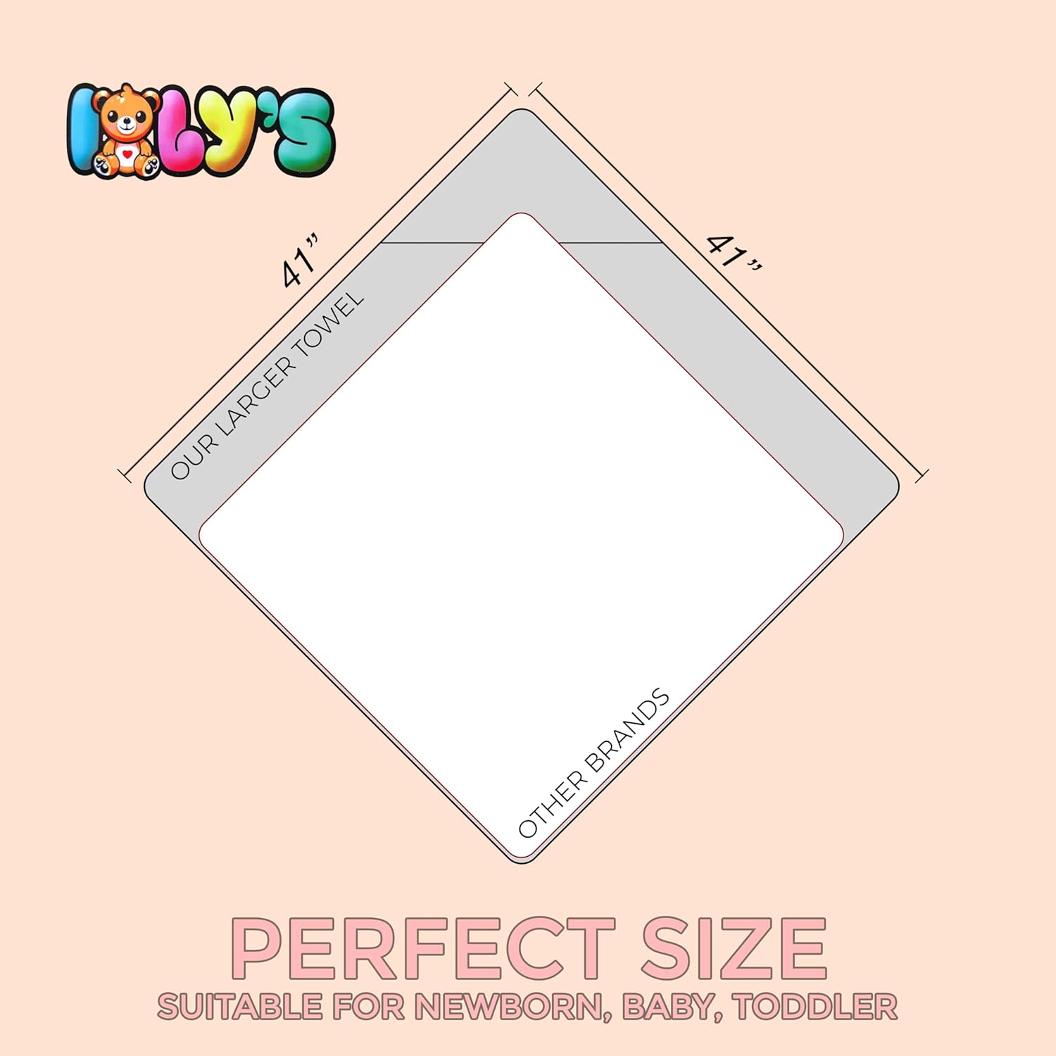 Iolys Hooded Baby Bath Towel 41x41 Large Grey