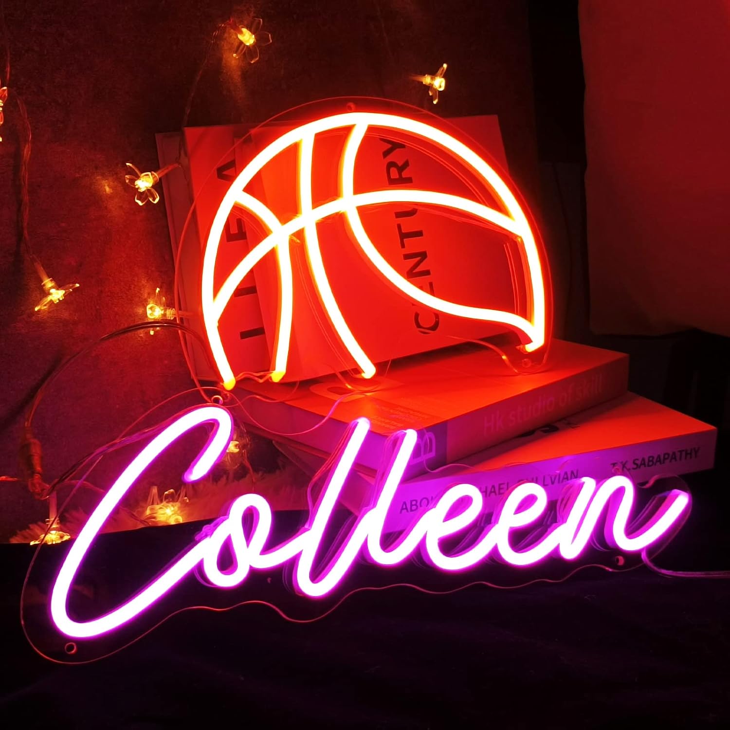 KiMineon Custom Basketball Neon Sign - 18 Inch LED Light Lamp for Boys
