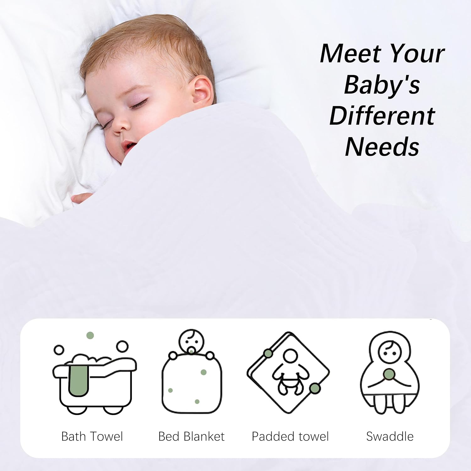 Sweet Dolphin Muslin Baby Bath Towels 2 Pack - 40x40 Inch 100 Cotton