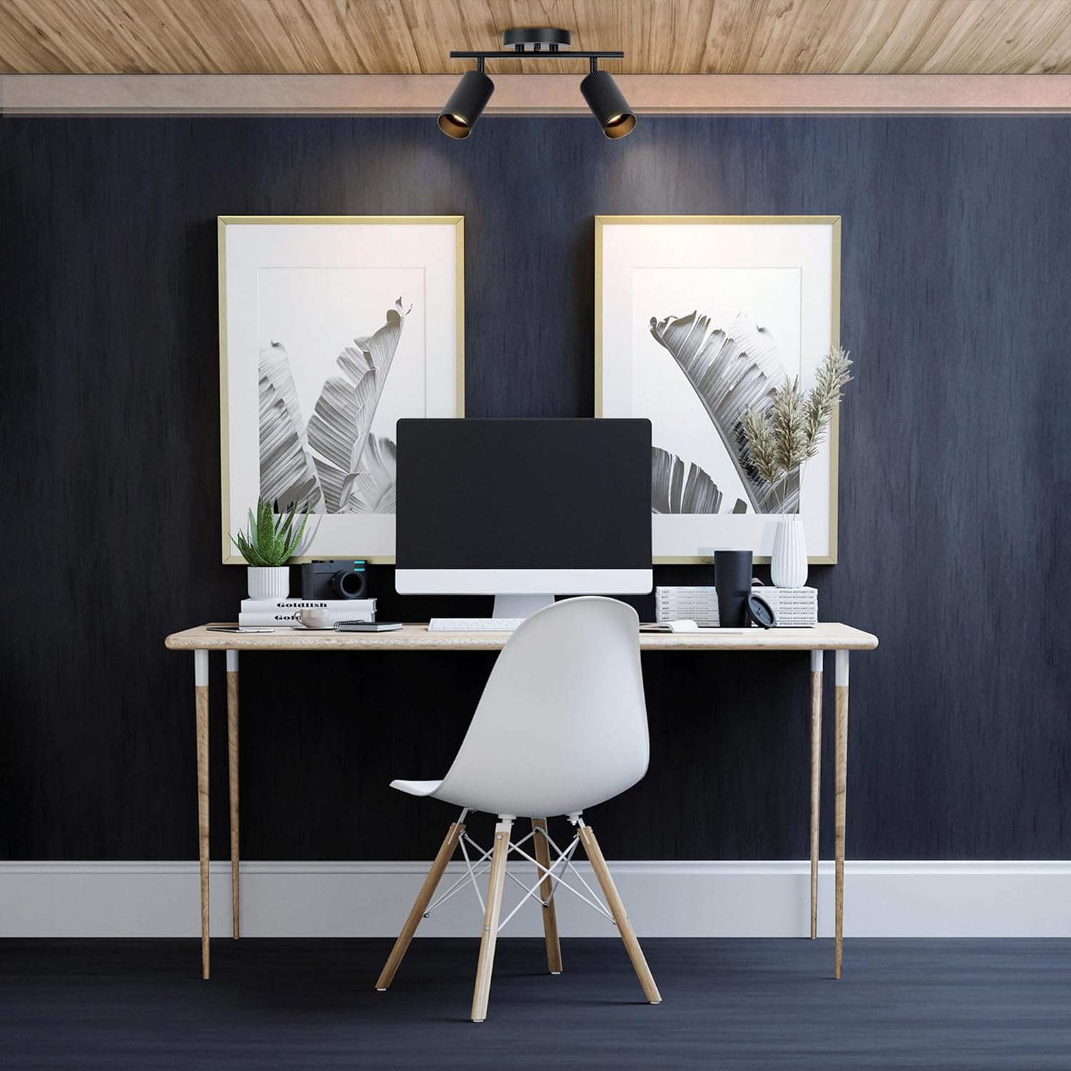 Globe Electric 12 2-Light Track Lighting with Matte Black Shades