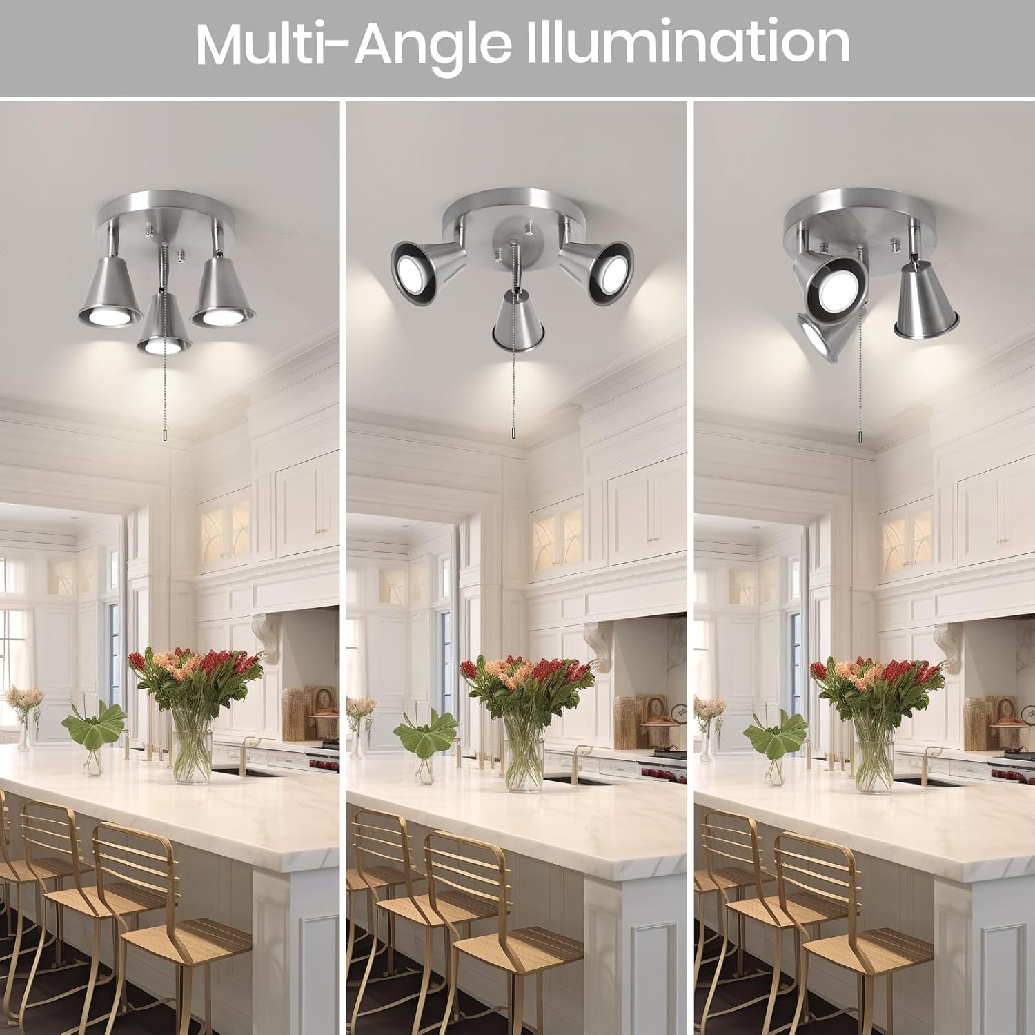 SEEBLEN 3-Light Track Ceiling Light with Pull Chain OnOff