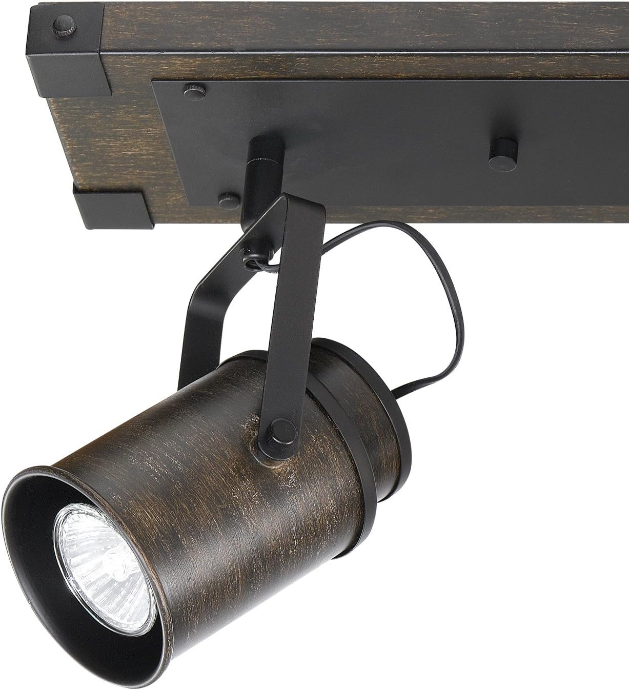 Globe Electric 3-Light Track Lighting with Dark Wood and Metal Finish