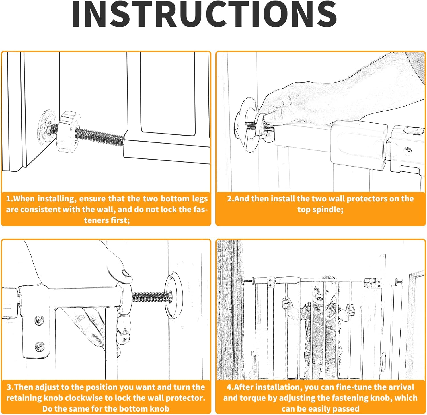 Unlorspy 4 Pack M10 Baby Gate Spindle Rods 1