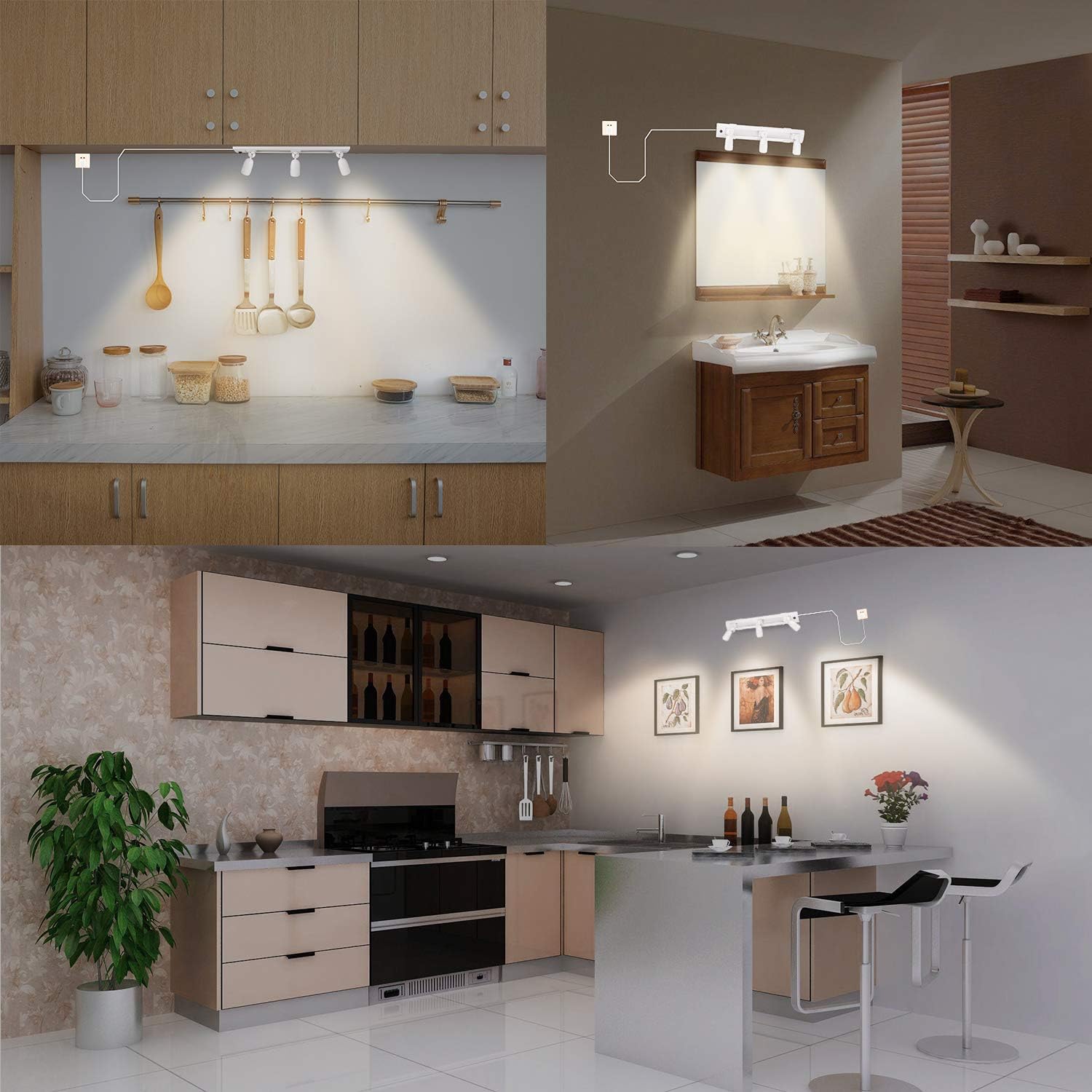 HONWELL Track Light with 3 Rotatable LED Heads