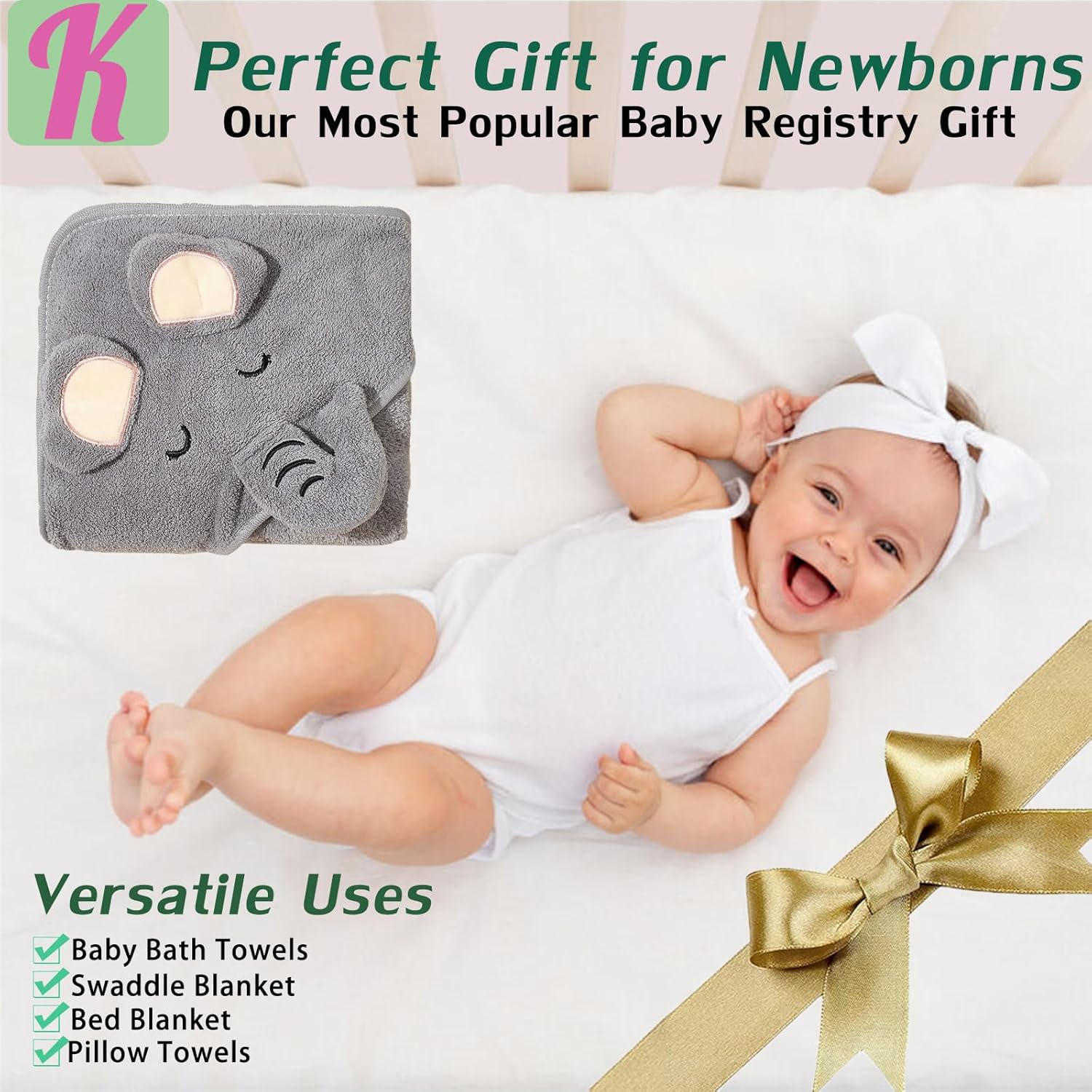 Kmilro Baby Hooded Towels 4 Pack Unisex