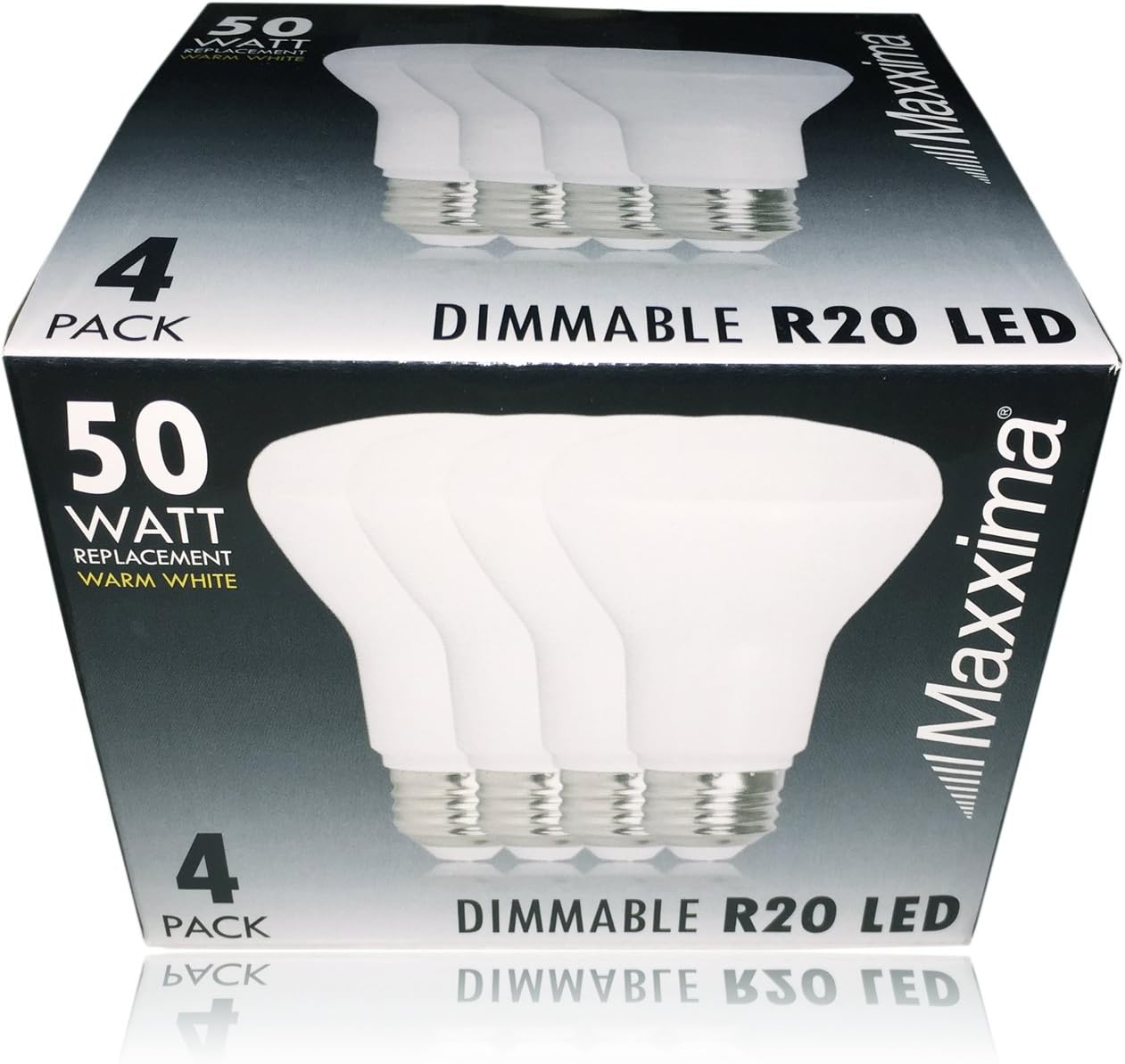Maxxima LED BR20 Bulbs 4 Pack Dimmable Warm White