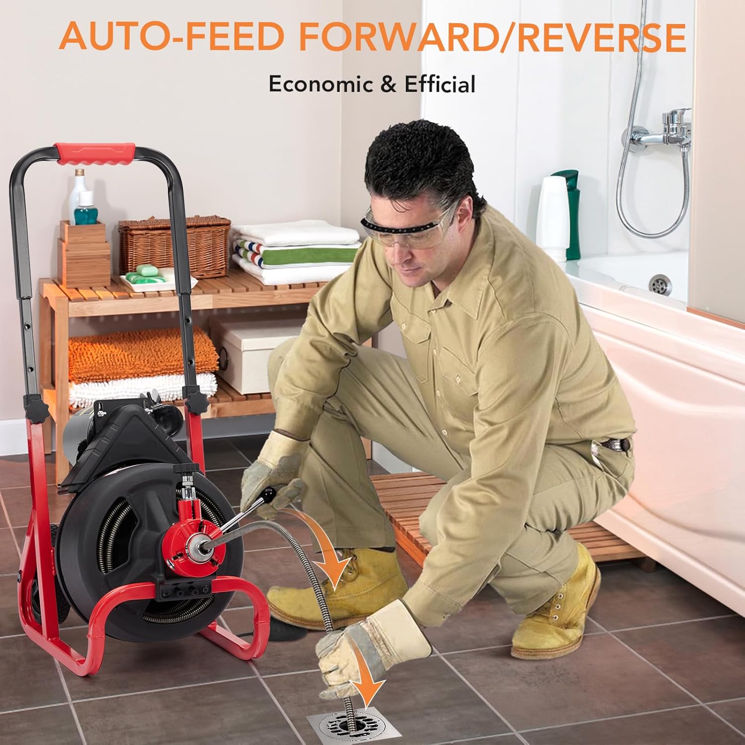 Garvee Drain Cleaner Machine with 6 Cutters and Gloves