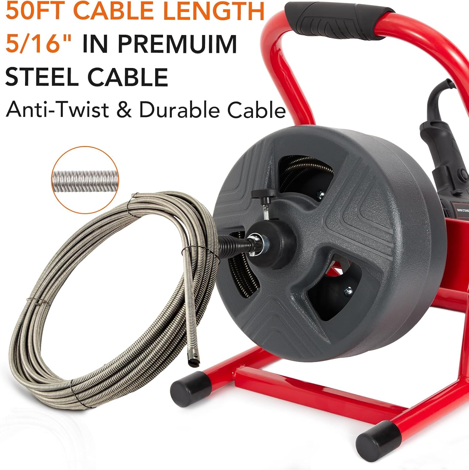 Garvee Electric Drain Auger with 6 Cutters and Foot Switch