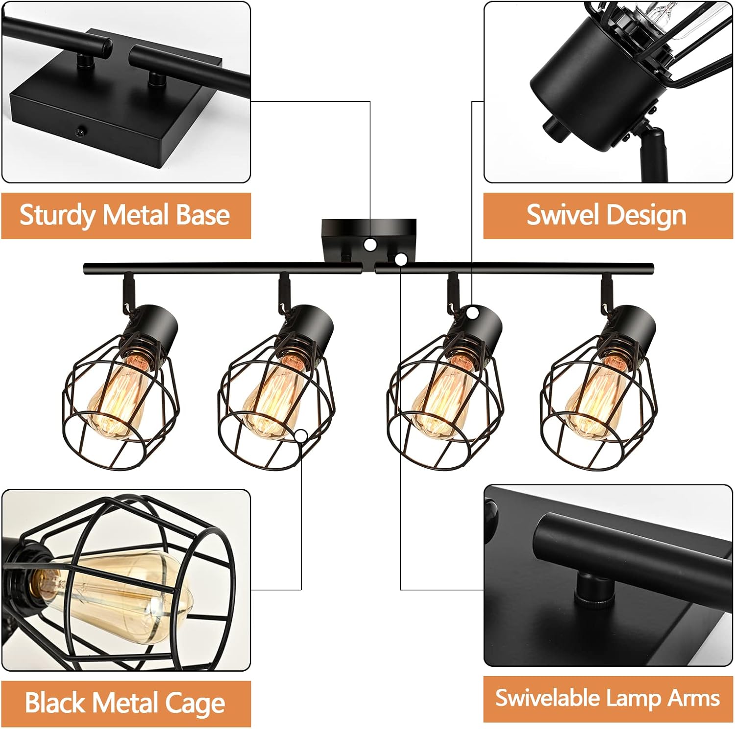 MUEOF 4-Light Track Ceiling Light with Adjustable Heads