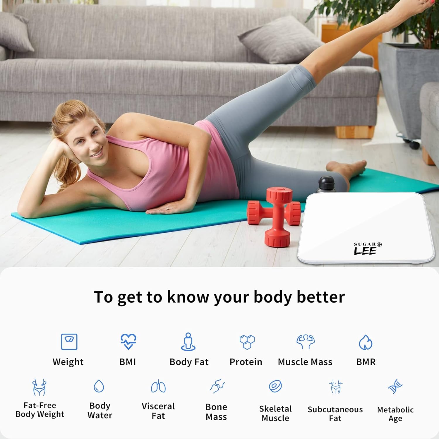 SugarLee Digital Bathroom Scale with Large LCD and 6mm Glass