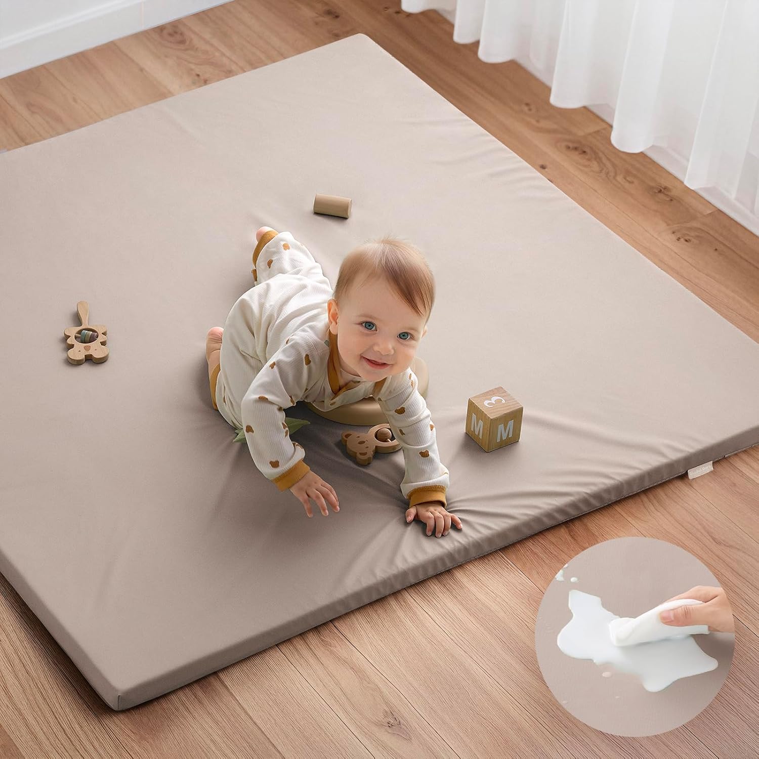 Blissful Diary Vegan Leather Baby Play Mat 50x50