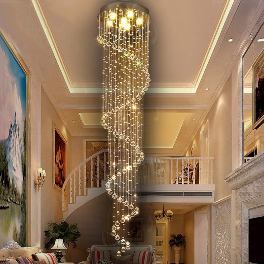 TSWF Single Spiral Crystal Chandelier with LED Light 1