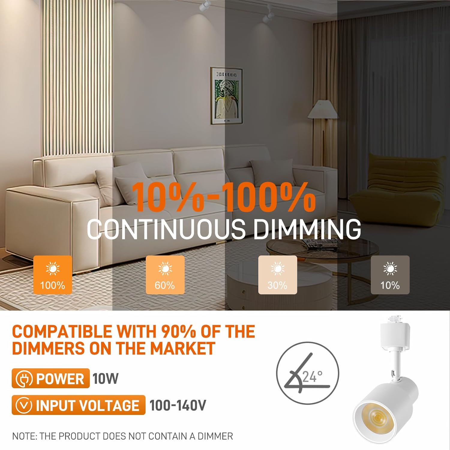 AIBISOD 10W Dimmable H Track Light Heads 4 Pack Warm White