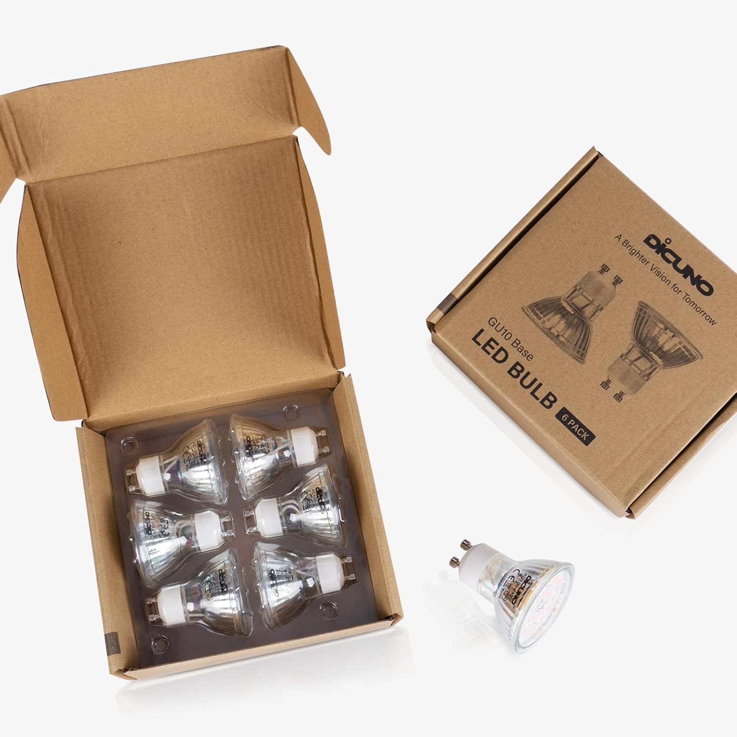 DiCUNO GU10 LED Light Bulbs 6 Pack 60W Halogen Replacement