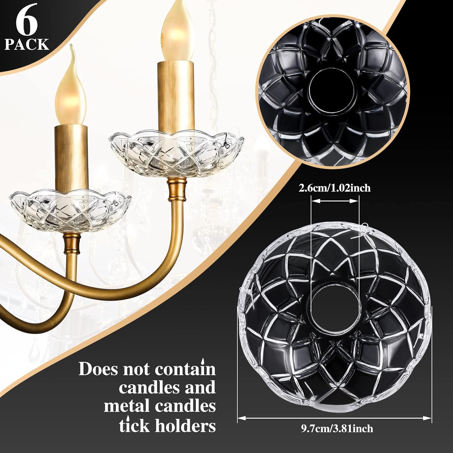 Bonuci 6 Pcs Crystal Chandelier Bobeche Replacement