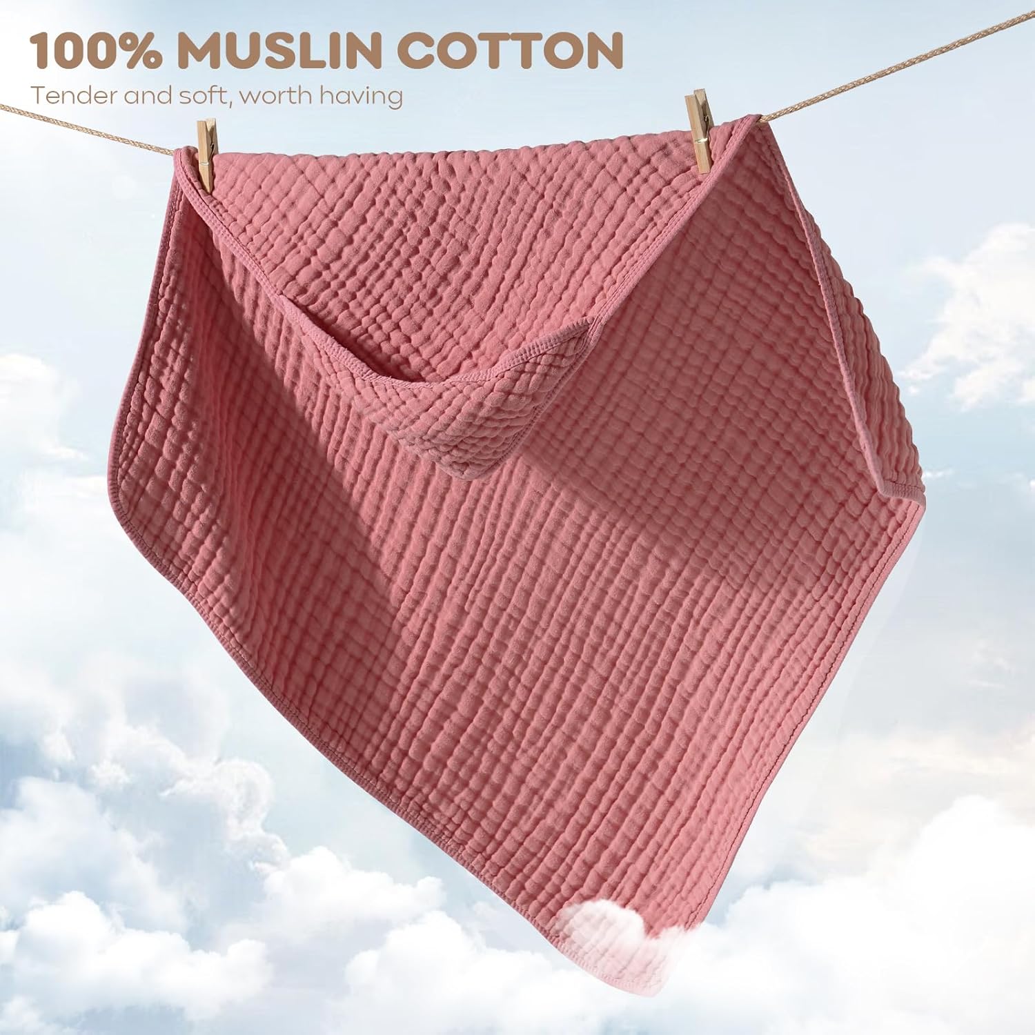 FIEMOL 2 Pack Hooded Muslin Baby Towels