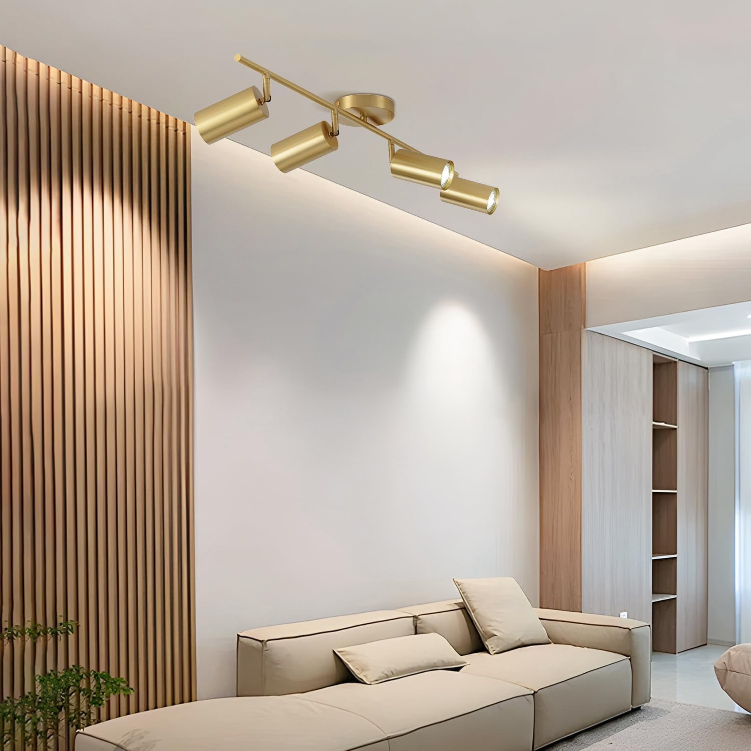 KCO 4-Light Gold LED Track Light Kit Brushed Brass