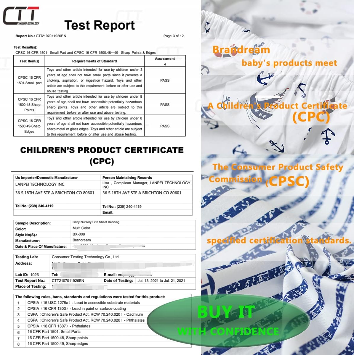 Brandream Nautical Crib Sheets Navy Blue Fitted 100 Cotton