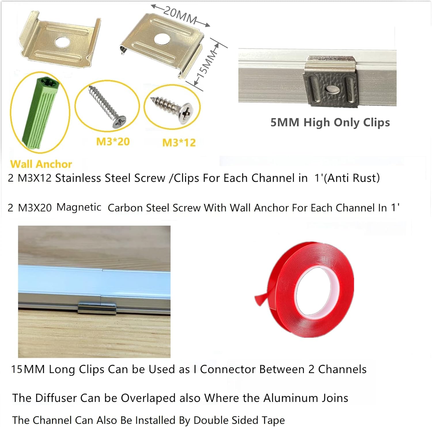 THMOOTHER LED Strip U Channel Diffuser 6-Pack