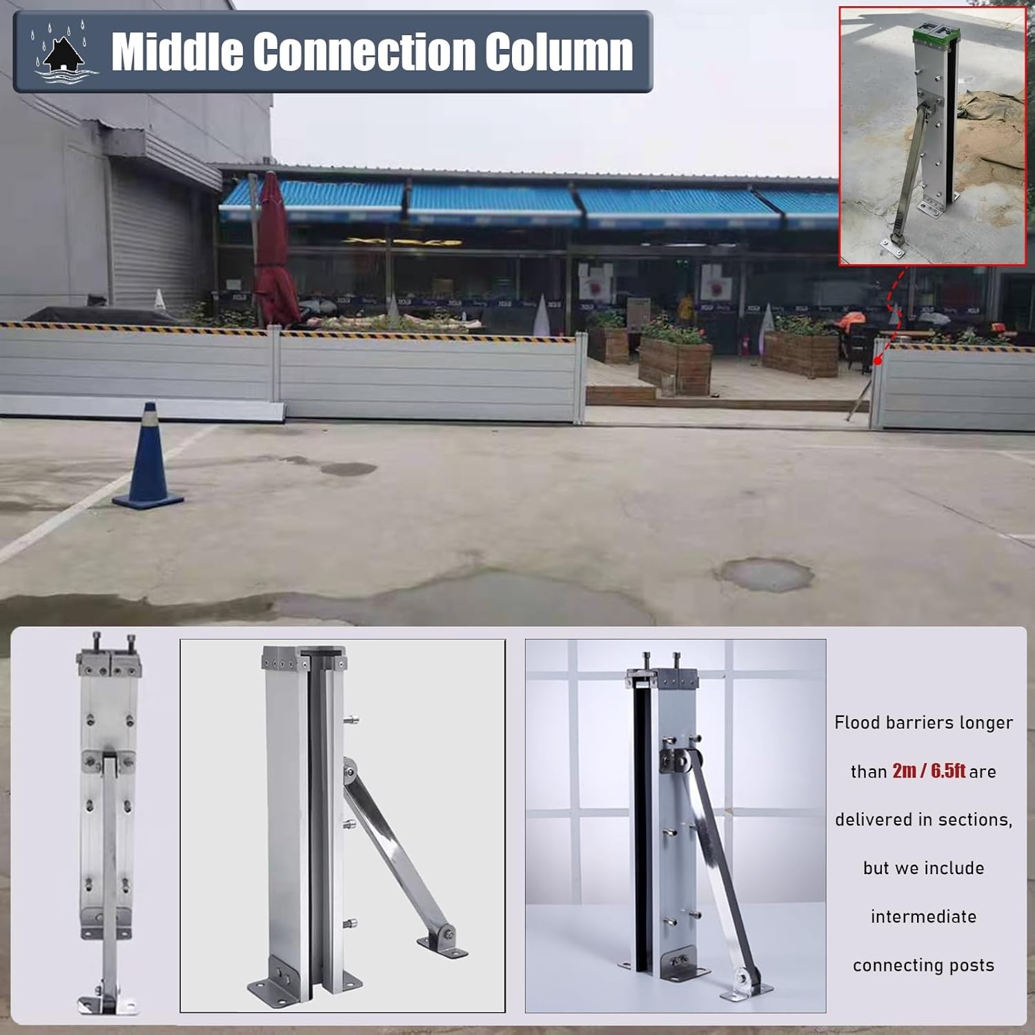 High Flood Control Baffle 100cm Aluminum Barrier with Detachable Design