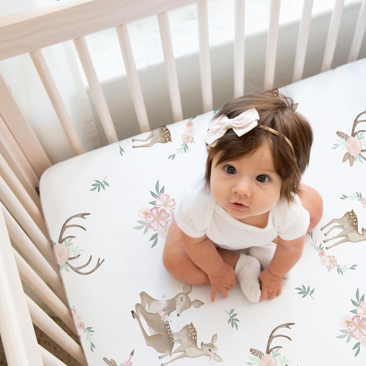 Sweet Jojo Designs Woodland Deer Floral Crib Sheet Set 2 Pack