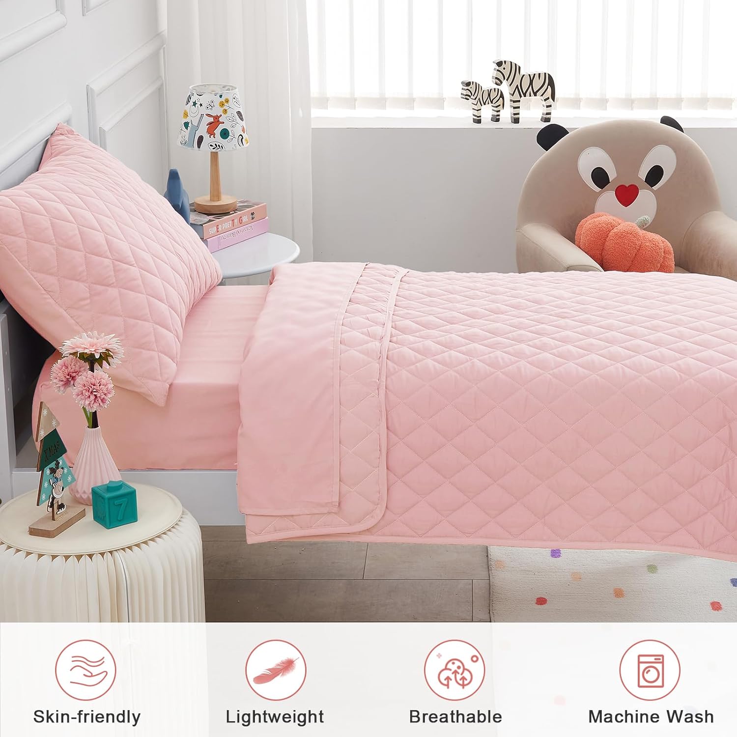 Wowelife Toddler Girl Bedding Set Light Pink