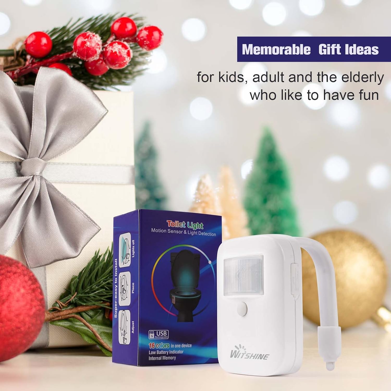 Witshine Motion Sensor Toilet Night Light with 16 LEDs