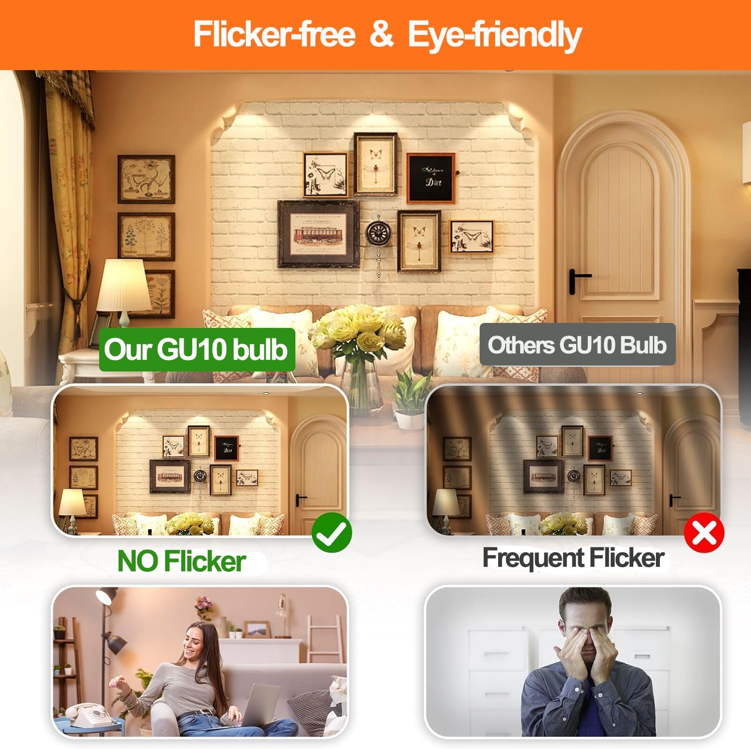 Ivyemons GU10 LED Dimmable Bulb 7W 3000K Warm White Flicker-Free