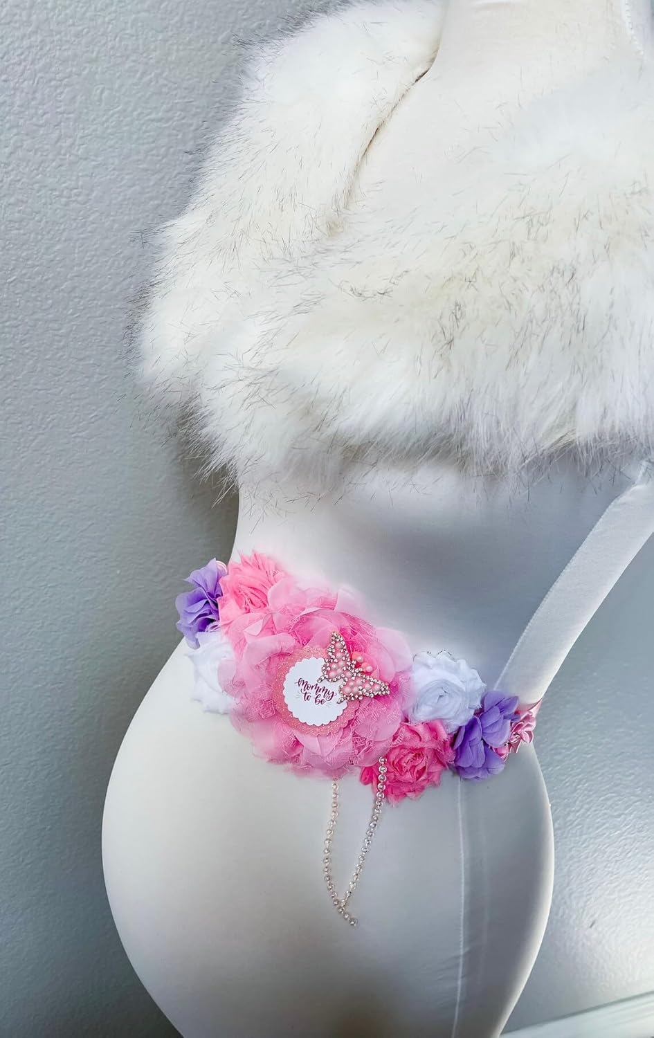 Pink and Lavender Butterfly Maternity Sash for Shower 1