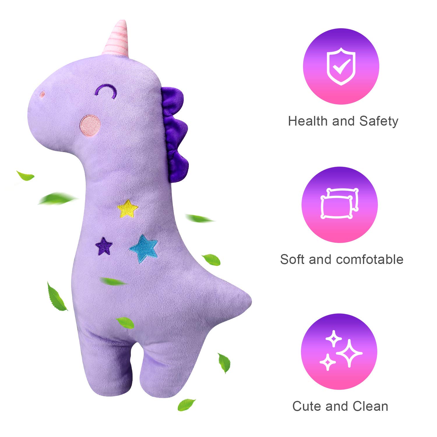 Farochy Unicorn Seat Belt Pillow for Kids Purple