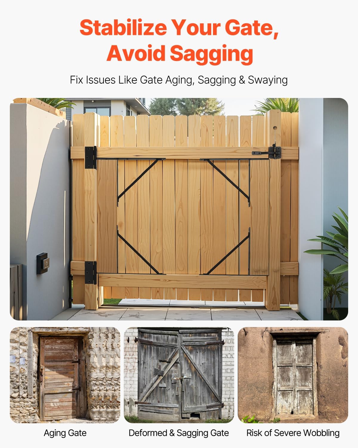 VEVOR Gate Corner Brace Bracket 2 Sets Black