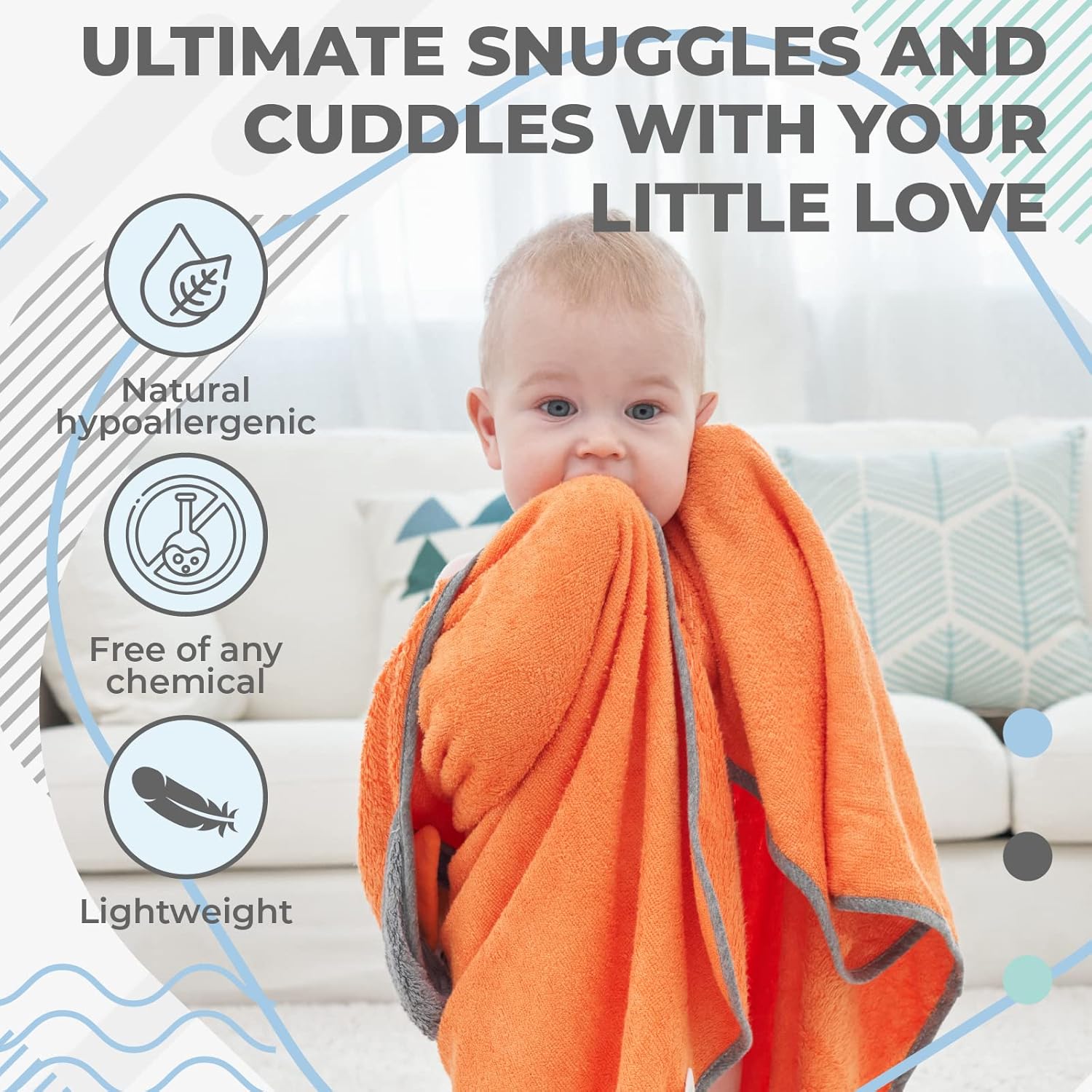 Munich Blue Toddler Bath Towel with Cute Fox Design