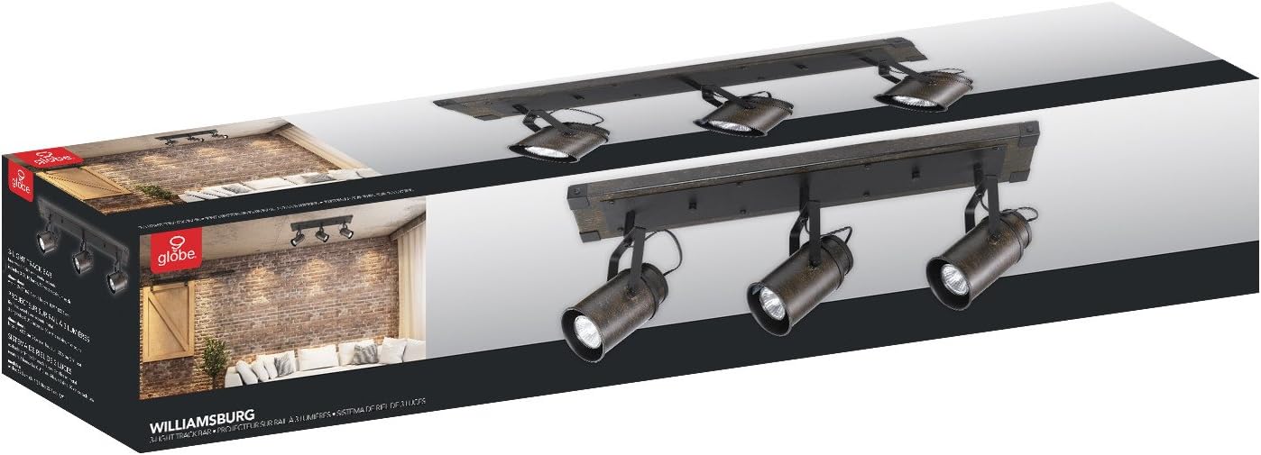 Globe Electric 3-Light Track Lighting with Dark Wood and Metal Finish