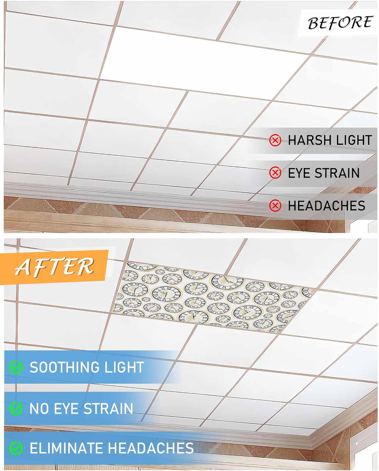 Gold Flower Clock Magnetic Light Covers 2PCS