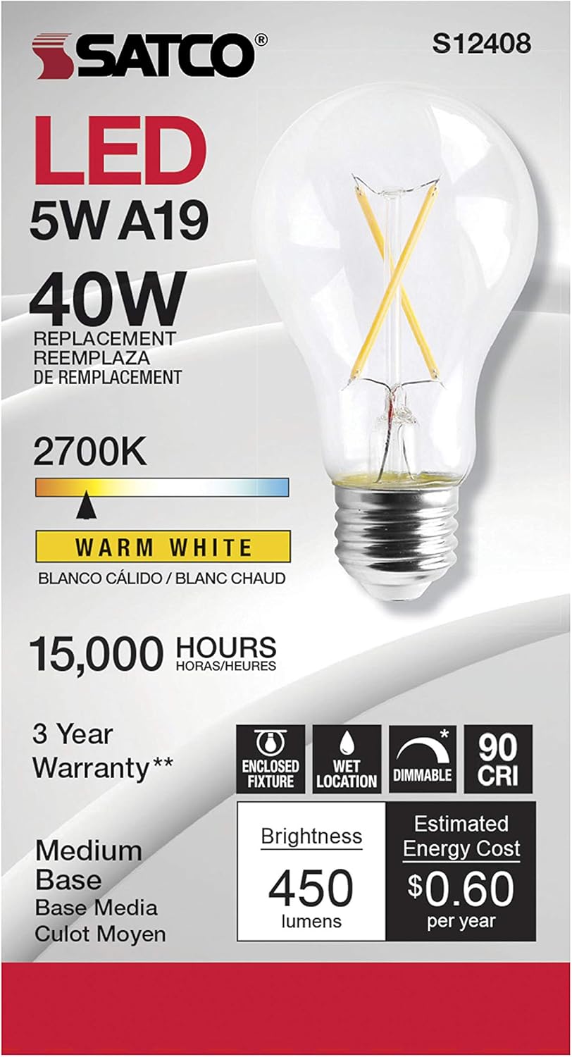 Satco 24-Pack Dimmable LED Filament Lamps A19