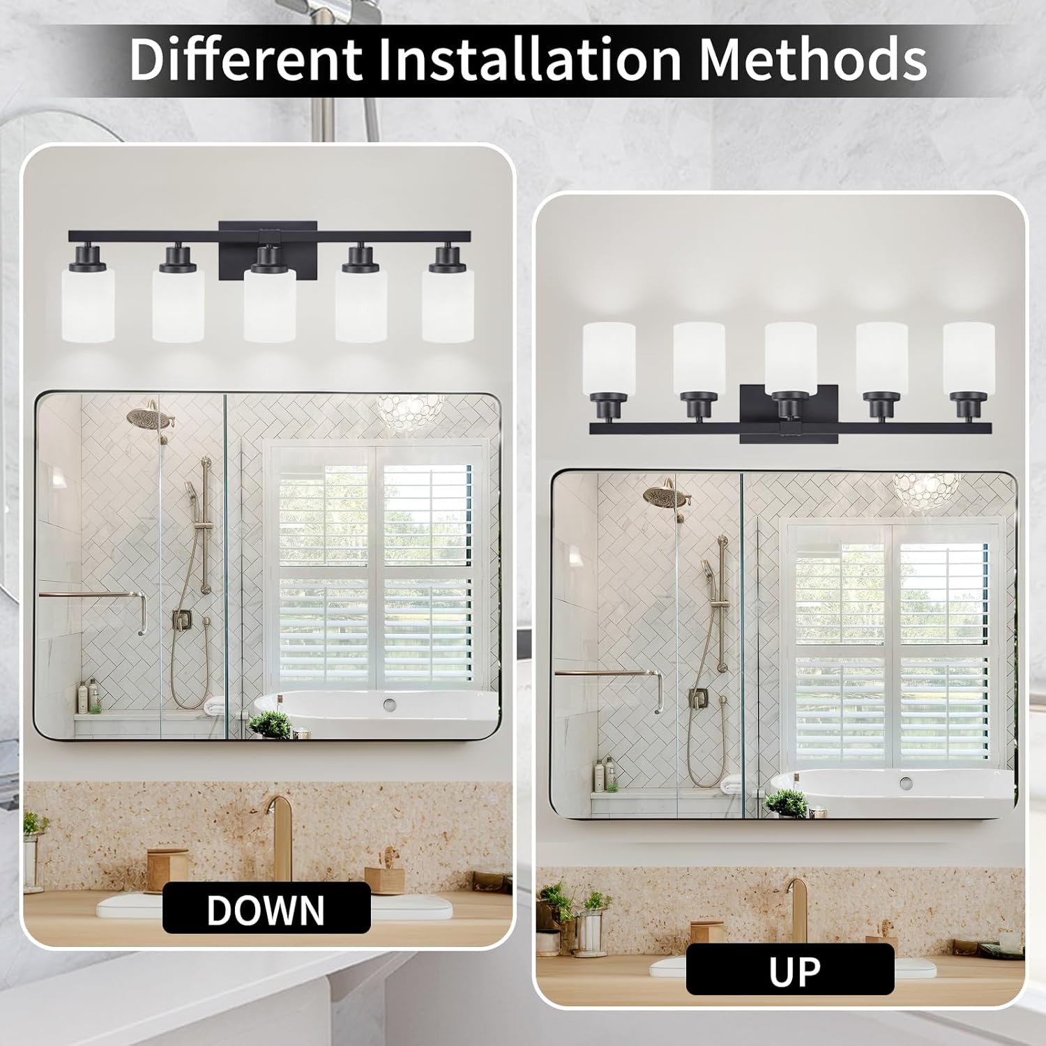 DIKAIDA 5-Light Matte Black Vanity Light Fixture