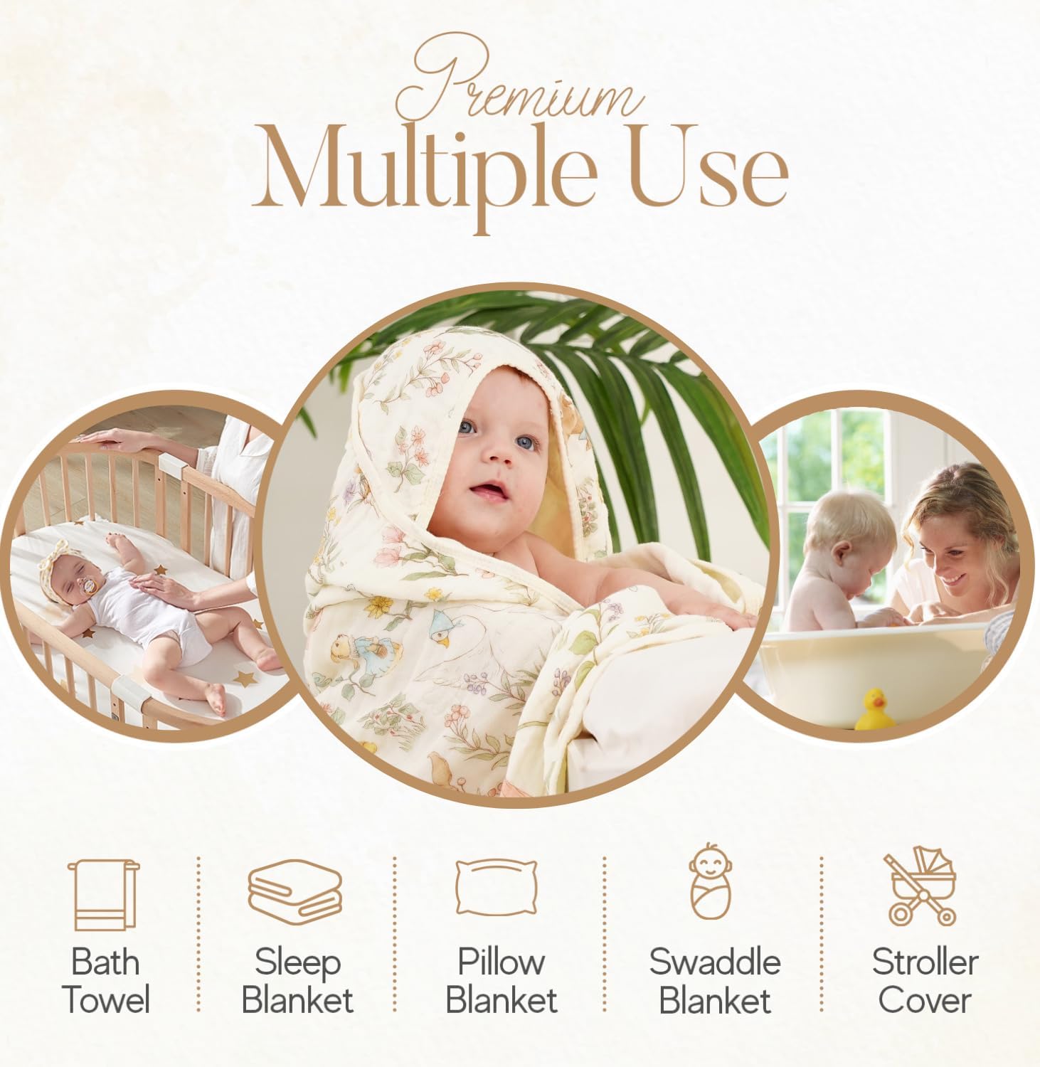 HardNok 4-Piece Ultra Soft Muslin Baby Towel Set