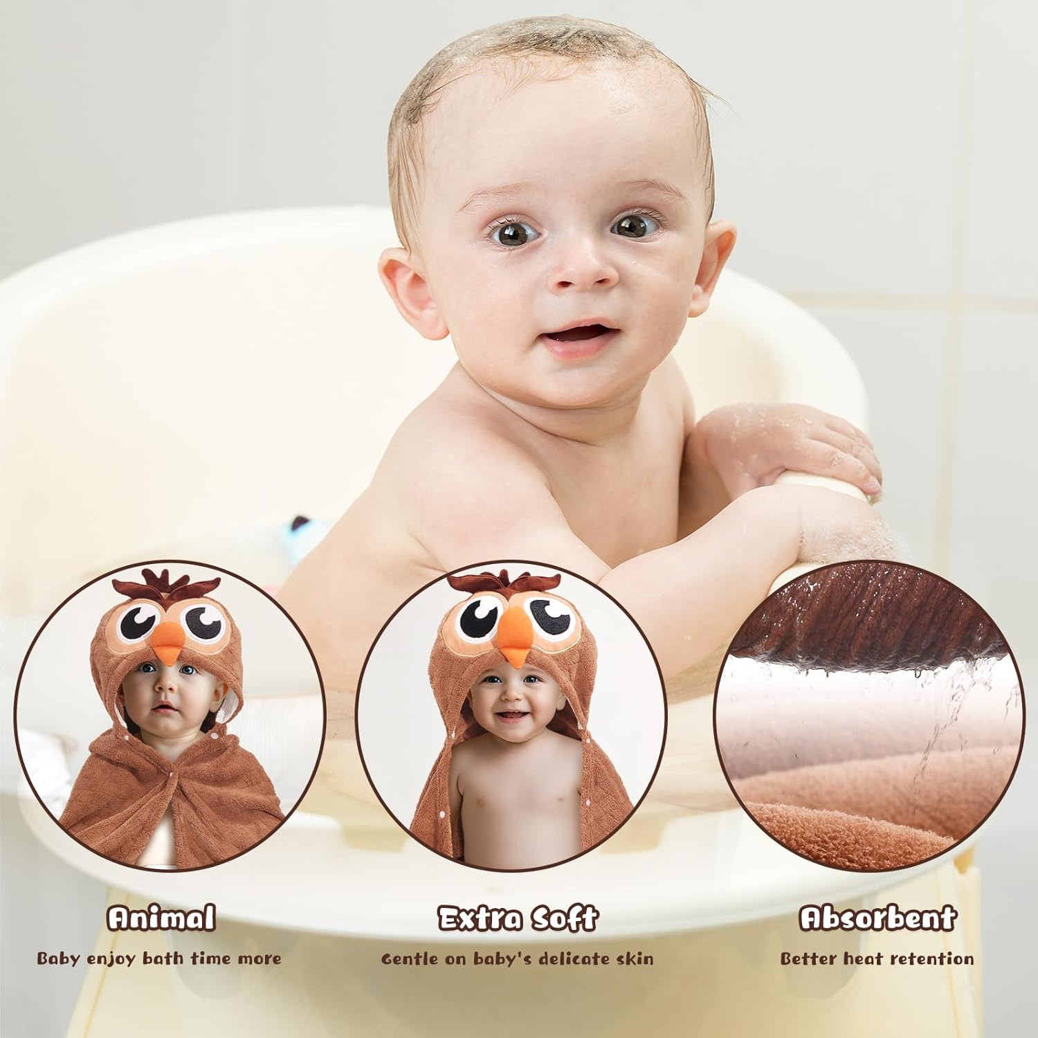 WODHOY Toddler Bath Towel with Hood 50x32