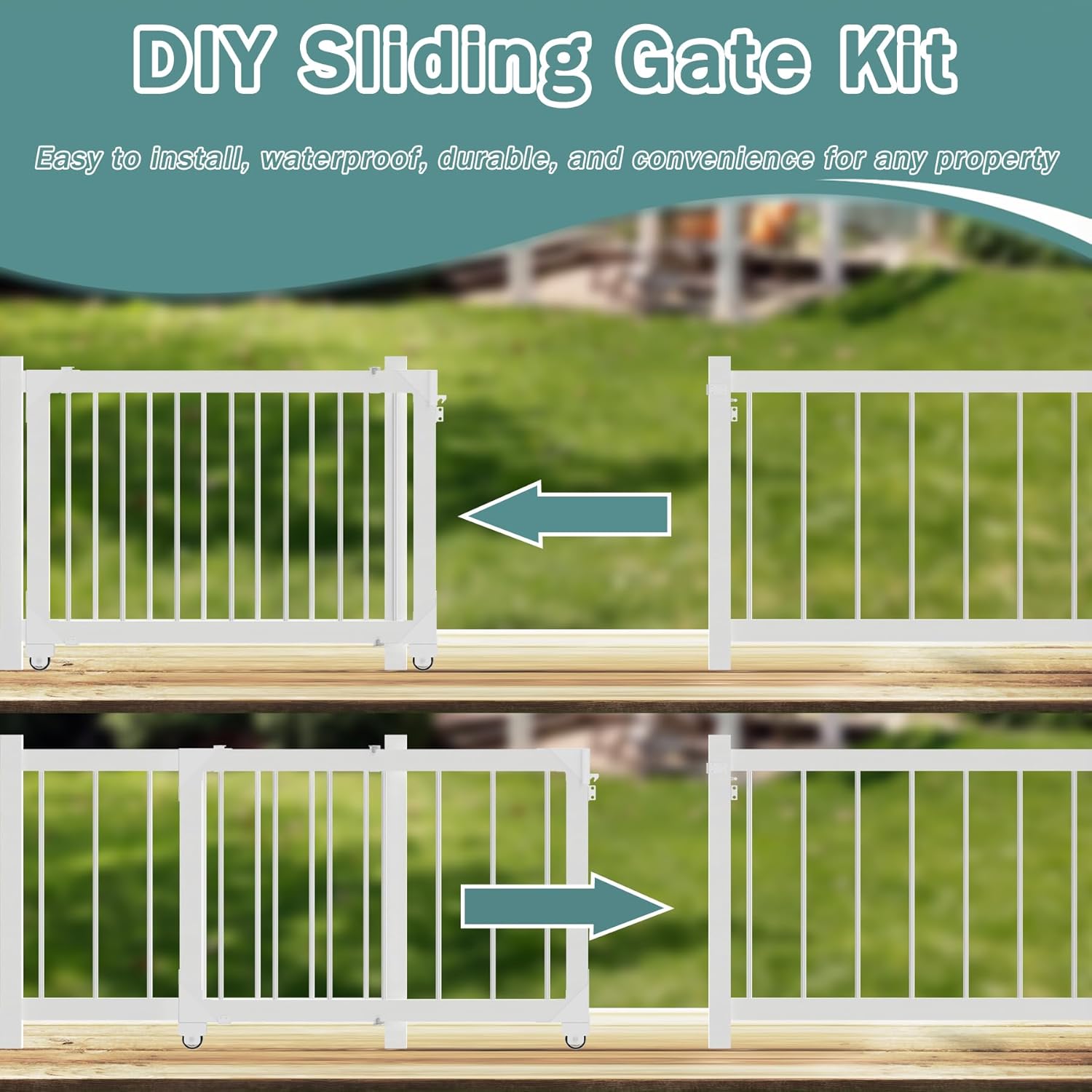 Lygoeege Heavy Duty Sliding Gate Kit 200Lbs Moonlight White