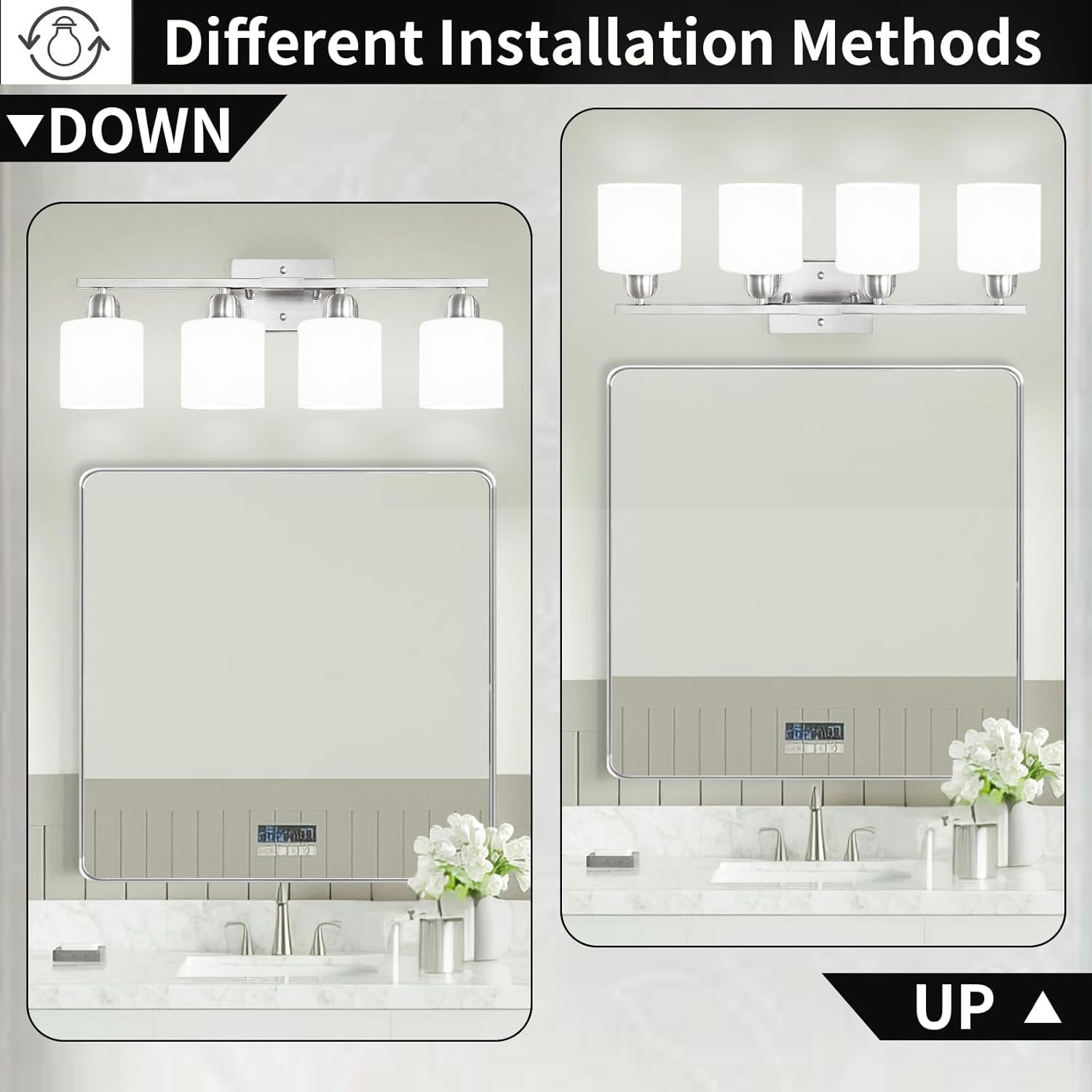 FAISHILAN 5-Light Vanity Light with Frosted Glass Shade