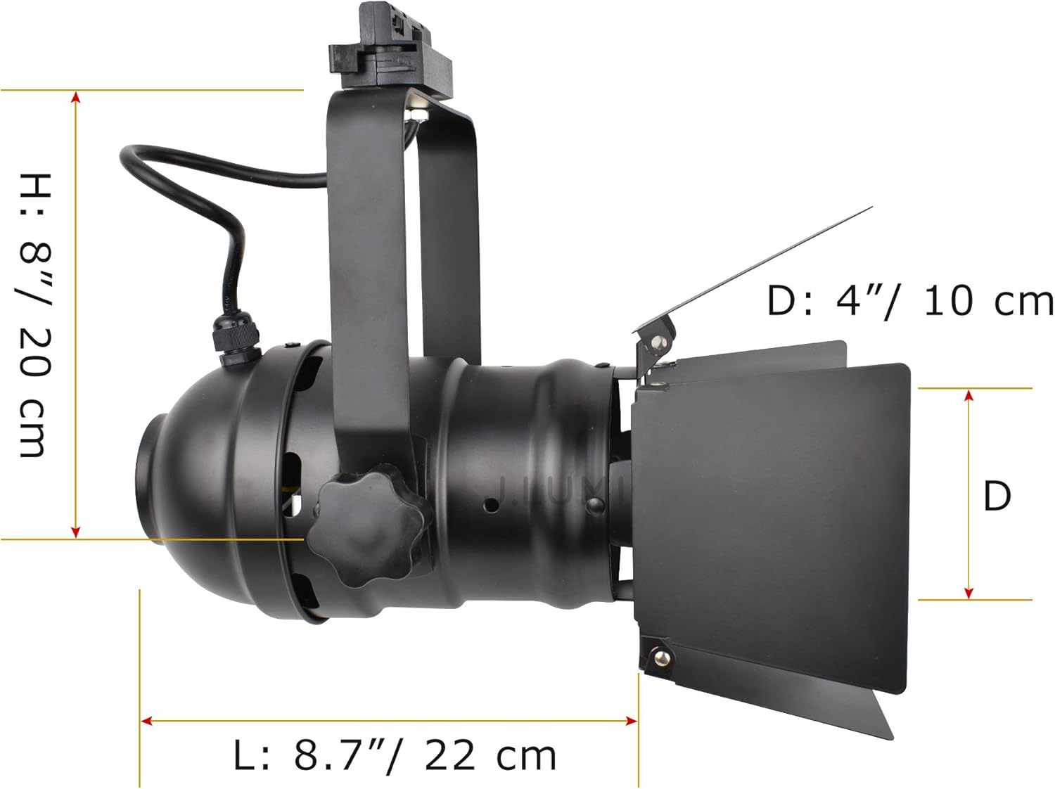 JLUMI TRK9000 Track Light Head with Flippers Black Frost Finish 1