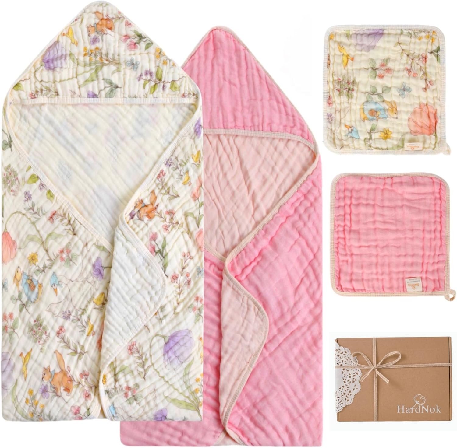 HardNok 4-Piece Ultra Soft Muslin Baby Towel Set