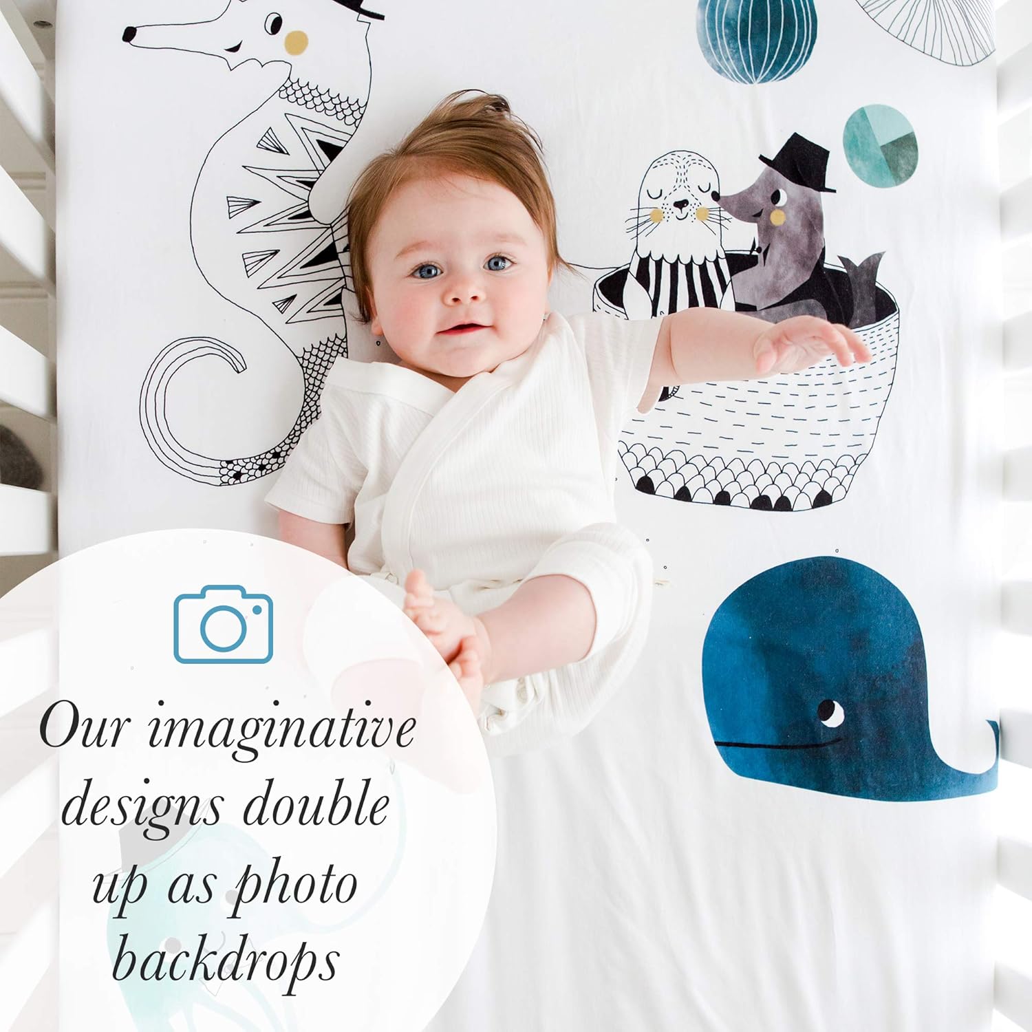 Rookie Humans Ocean Themed Crib Sheet with Underwater Print