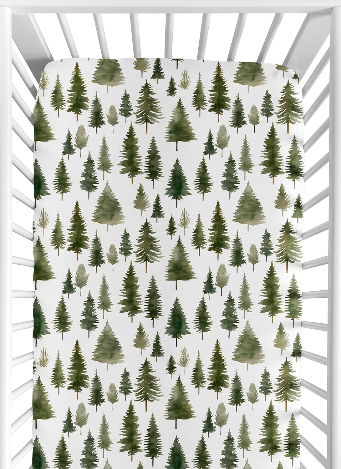 Sweet Jojo Designs Sage Green Woodland Crib Sheet 1