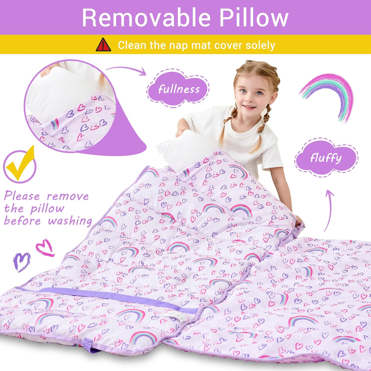 Toddler Nap Mat with Pillow and Blanket Travel-Friendly